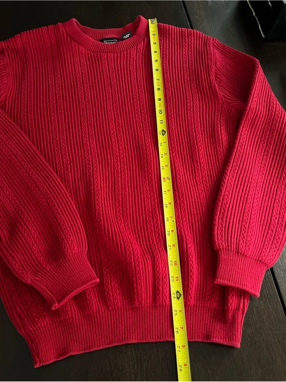 Haggar Men’s Large Pullover Ribbed Knit Sweater Red Crimson 100% Cotton